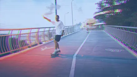 DataStorm Hologram preset — radial RGB split and blue light tint